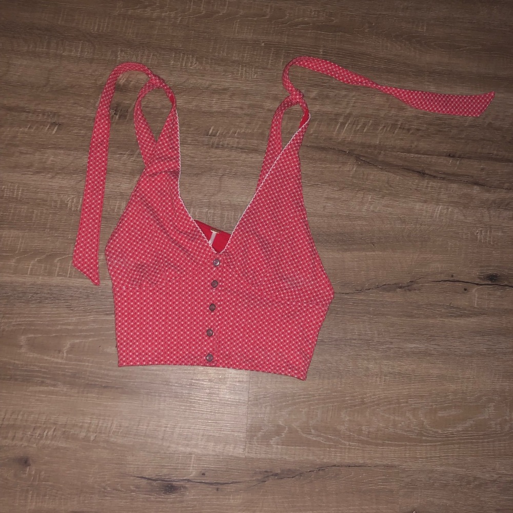 free people red halter top